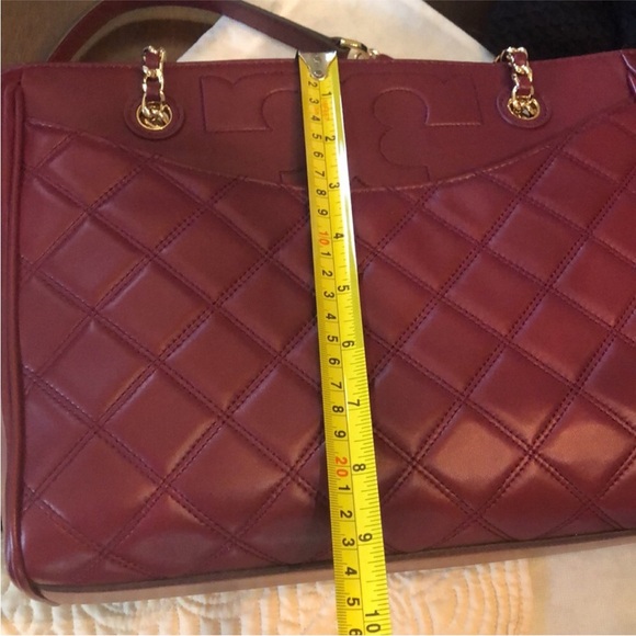 Tory Burch🍷Savannah Quilted large logo chain braided strap tote bag - Picture 10 of 12